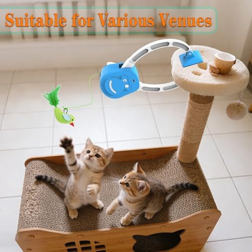 Interactive Cat Toys for Indoor Cats, Smart Interactive Hanging Cat Toy for Door Frame, USB Rechargeable, Automatic Electric Flying Bird Cat Toy Gifts for Bored Indoor Adult & Kitten Cats(Blue)