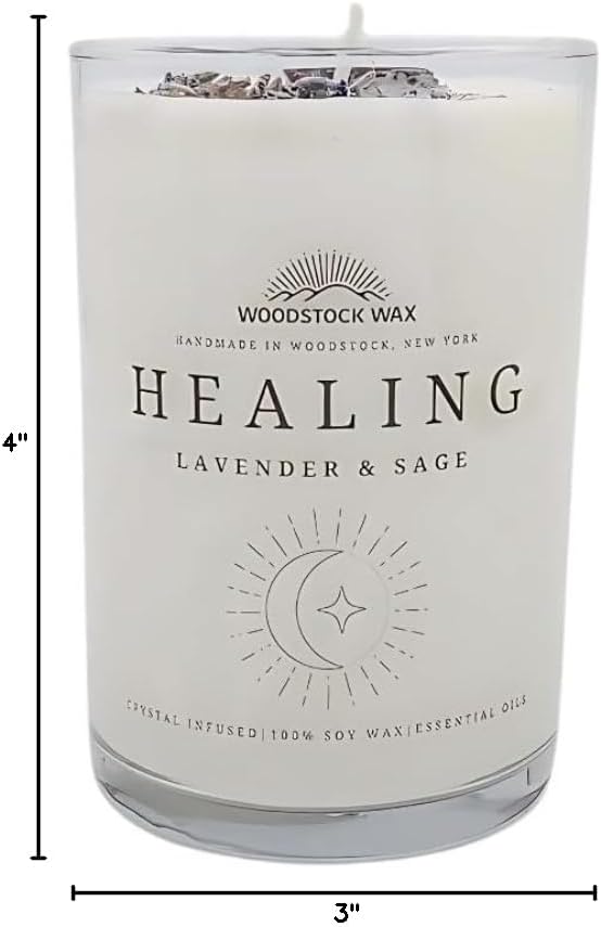 Candlestock Handmade Healing Aromatherapy Natural Soy Wax Lavender and Sage Essential Oils Scented Jar Candle