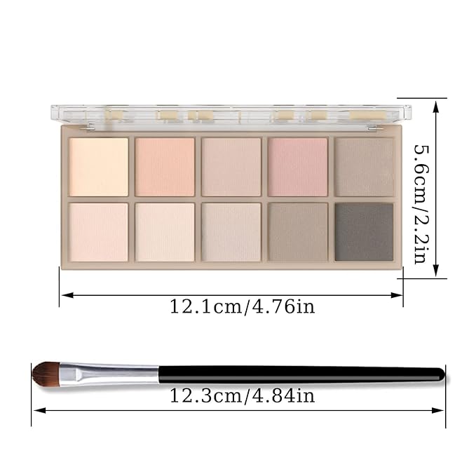 Sulily 10 Colors Nude Eyeshadow Palette,Gray Taupe Brown Matte Eye Shadow Makeup,Neutral Smokey,Blendable High Pigment,Long Lasting Waterproof Professional Beauty Makeup Kit,Women, Cement