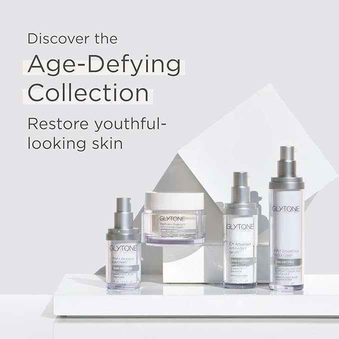 Glytone Age-Defying PHA+ Renewing Eye Cream for Wrinkles| Anti aging Under Eye Cream with Hyaluronic Acid Peptides| Targets Puffiness, Bags, Wrinkles & Dark Circles| Brightening Moisturizer| 0.5 Fl oz