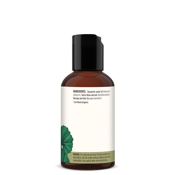 Banyan Botanicals Brahmi Oil with Sesame Base – Organic Ayurvedic Massage Oil with Gotu Kola and Bacopa – Calming Massage Oil for Focus & Relaxation – 2 oz – Non GMO Sustainably Sourced Abhyanga Oil