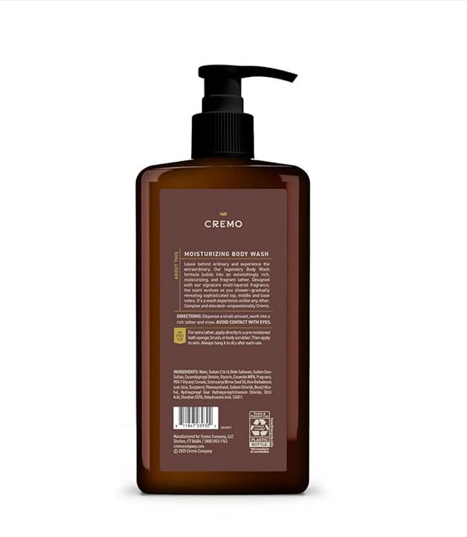 Cremo Rich-Lathering Casked Vanilla Body Wash for Men, 32 Fl Oz