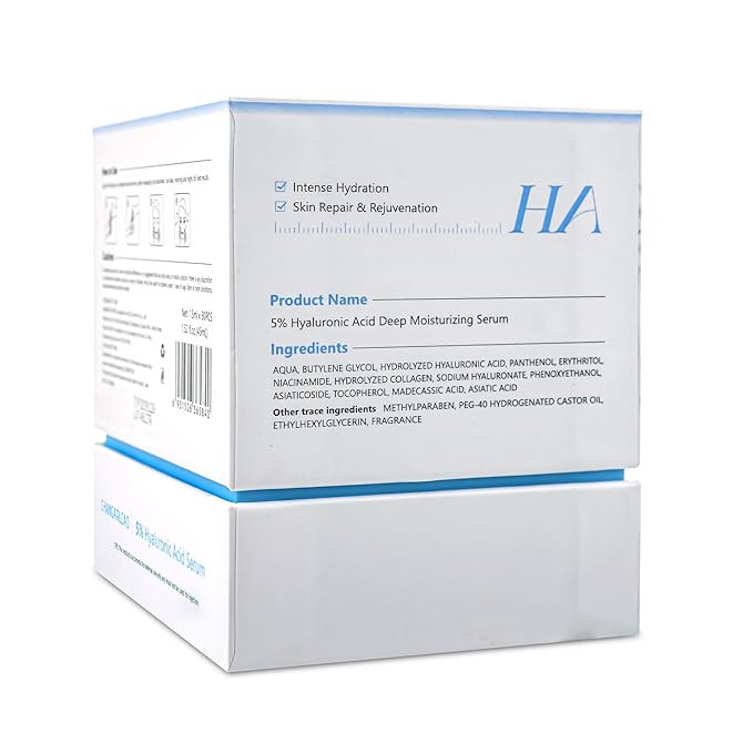5% Hyaluronic Acid Tubes Ultra-Hydrating Vials with Niacinamide,Collagen Stem Cell,Wake Nature Perfection|AntiAging|Deep Hydration|CellActivation-1.5ml*60Pcs Ultra Hyaluronic Acid Serum for Face