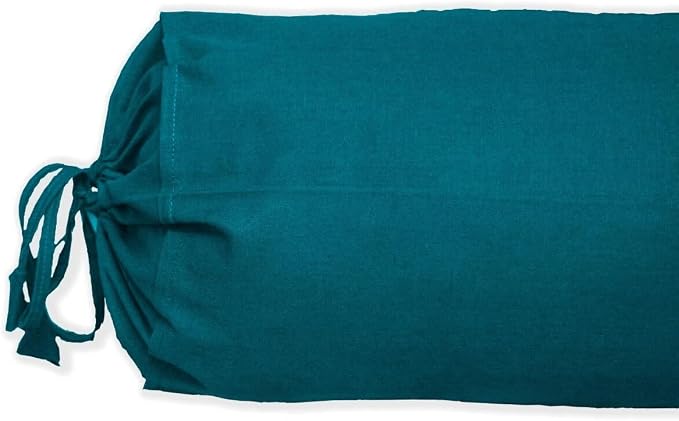 Cervical Neck Roll Pillow Cover with Cotton Bolster Pillowcases for Cylindrical Cushion and Drawstring Closure Round Neck Pillowcase 6" x 18" (15 x 45 cm) Teal Blue