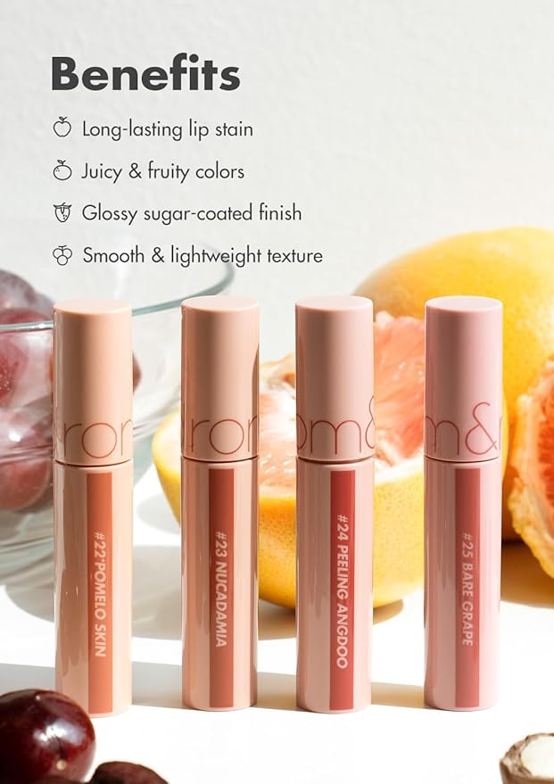 rom&nd JUICY LASTING TINT #08 Apple Brown - K-Beauty Glossy Lip Stain for Hydrating, Long-Lasting & Natural 'Bare Juicy' Finish