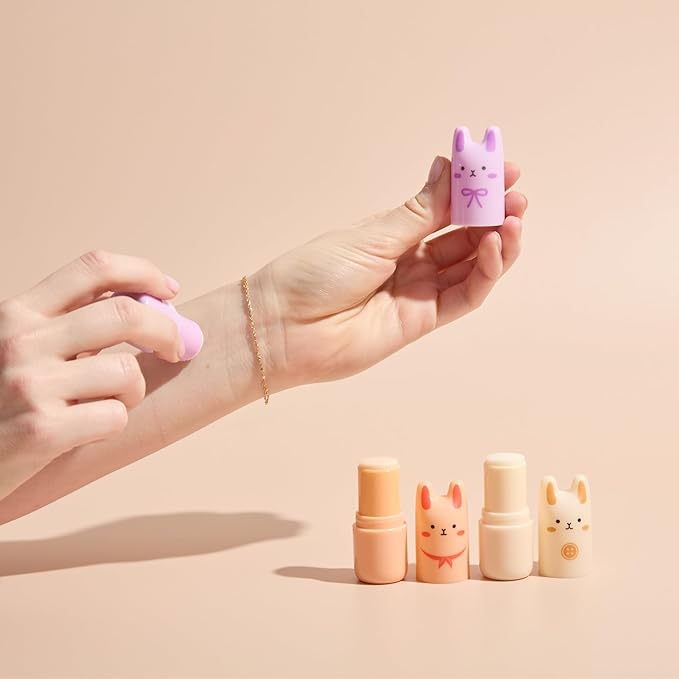 TONYMOLY Pocket Bunny Perfume Bar Stick Set – Long Lasting Solid Fragrance Balm for Women – Cute Korean Travel Size Perfume Trio – Portable On-The-Go 3-Pack Gift Set