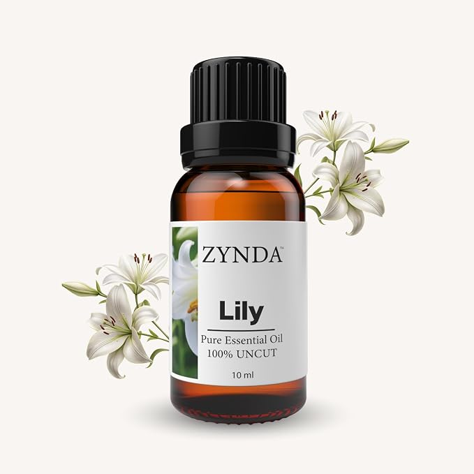 Lily Essential Oil 10ml – 100% Pure and Natural Organic Essential Oils for Aromatherapy and Massage – Premium Floral Lily Oil for Skin, Body Care, DIY Beauty, Diffuser, and Aroma Use
