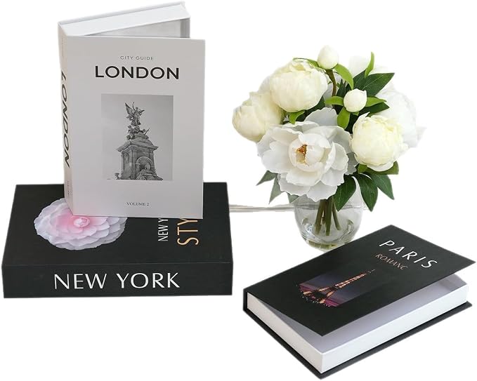 Decorative Faux Books Set of 3 for Home Decor, Fake Book Storage Boxes with Magnetic Closure, Modern Coffee Table Decorative Books for Living Room, Shelf, Office, Hidden Storage Organizer