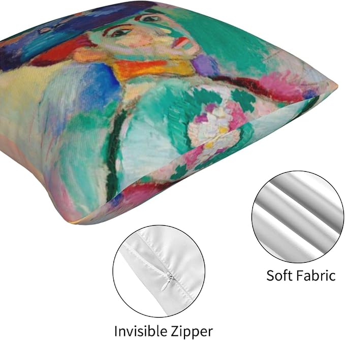 Matisse Pattern Throw Pillow Covers 18x18 inches Set of 4 Abstract Art Painting Pillow Cases Aesthetic Decorative Cushion Covers for Sofa Couch Living Room