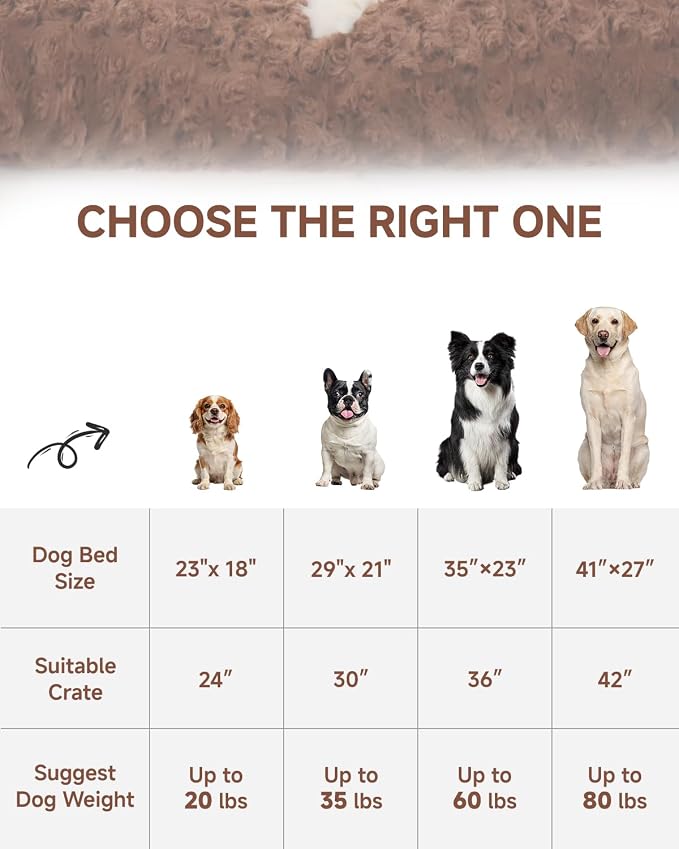 KSIIA Washable Dog Bed Medium Size Dog Crate Bed Pet Mat 35"x23" Brown | Deluxe Plush Comfy Kennel Pad, Anti-Slip Bottom,Deep Sleeping Mat for Medium Dogs,Machine Washable for Easy Cleaning