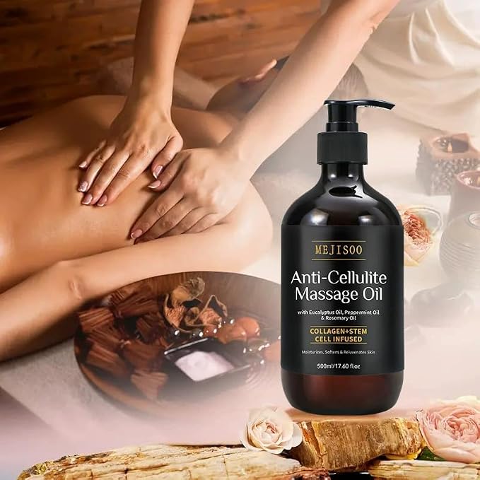 Anti Cellulite Massage Oil, Cellulite Remover for Legs and Firming Body Oil, with Plant-Based Ingredients and Fresh Fragrance, Moisturizes and Softens Skin, 17.6 FL OZ