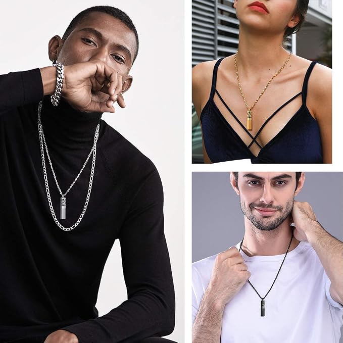 Men Perfume Locket Round Bottle Pendant Necklace Diffuser Essential Oil Women Jewelry Stainless Steel Aromatherapy Pads Necklace