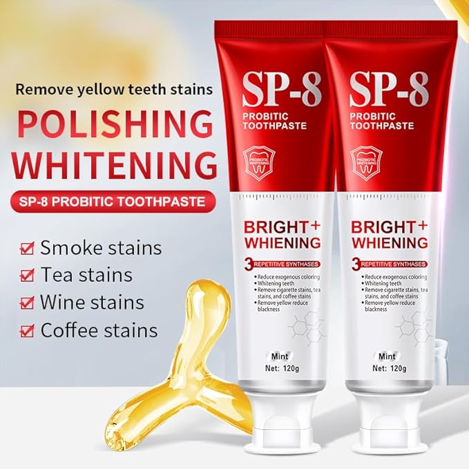 SP-6 Probiotics Whitening Toothpaste - Probiotics for Teeth Whitening and Gum Health - Enamel-Safe, Fluoride-Free, Double Mint Flavor,Fresh Breath (2)