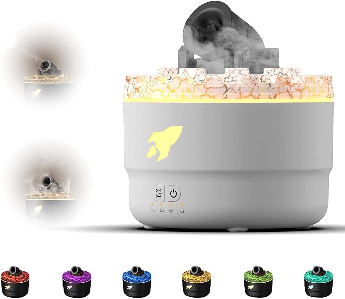 Zunate USB Essential Oil Aromatherapy Diffuser, 300ml Cool Mist Humidifier for Home with 7 Colors LED Light, 4 Timer Modes and Silent Fan for Sleeping Spaces (White)