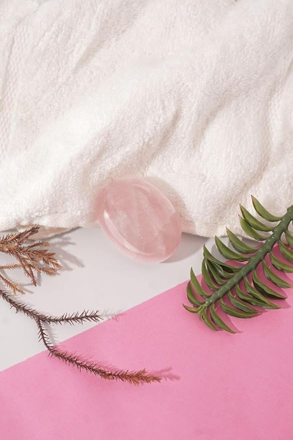 Large Natural Rose Quartz Gemstone Polished Palm Stone Healing Crystals Thick Natural Reiki Worry Stone Energy Balancing Anxiety Stress Relief Meditation 1 Pc