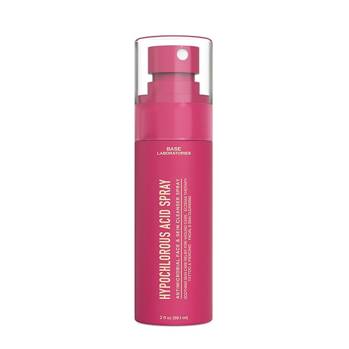 BASE LABORATORIES Hypochlorous Acid Spray for Face & Skin - Travel Size - Facial Toner Spray & Cleaner - Skin Repair Solution helps reduce redness, Irritations, acne - HOCL Molecule Spray 2oz