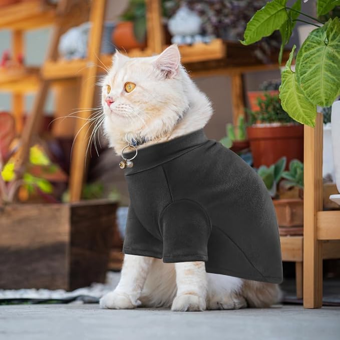 Idepet Sphynx Cats Sweater 2 Pack,Turtleneck Hairless Cat Shirt Soft and Warm Kitten Clothes with Sleeves Pullover Pet Winter Pajamas Jumpsuit for Cat Puppy (Black&Yellow, XX-Large)