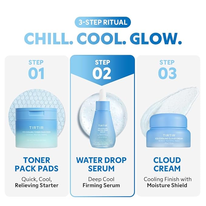 TIRTIR Ice-Cooling Water Drop Serum | -4.39°C Cooling Korean Serum for Face Instant Hydration Soothing Care (1.01 Fl Oz)