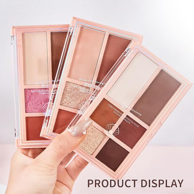 6 Colors Velvety Smooth Eyeshadow Palette, Neutral Nude Eye Shadow Matte & Shimmer Shades, Highly Pigmented Waterproof Long-Lasting Travel-Friendly Daily Eye Makeup Palette for Women, 2#