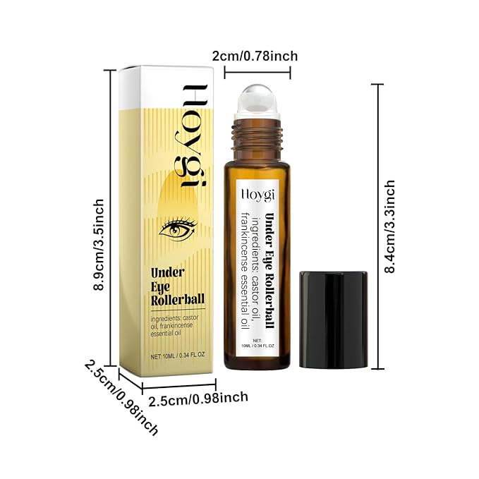 Castor Oil and Frankincense Eye Roller for Dark Circles, Puffy Eyes, and Wrinkles, Anti Aging Eye Serum Cream, 0.34 Fl Oz