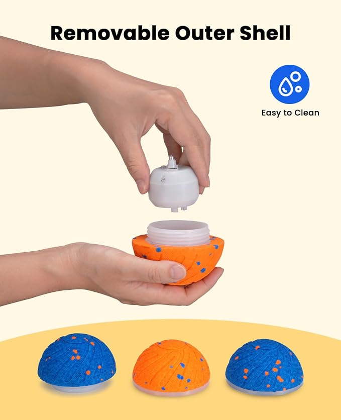 Xeuch Smart Interactive Dog Balls, Automatic Moving Bouncing Ball, E-TPU Material, Motion Activated Rotating Toy for Dogs Puppies, Enrichment & Stimulation Toys for Indoor & Outdoor (Orange)