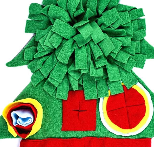Vedem Small Animal Snuffle Mat Fleece Foraging Mats Interactive Feeding Toy Rabbit Guinea Pig Rat Hamster Anti Slip Treat Dispenser (Christmas Tree)