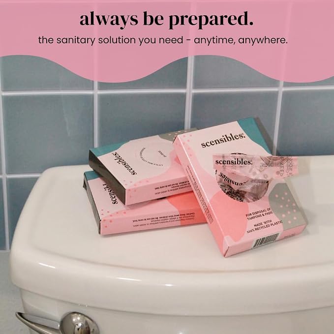 Scensibles Personal Care Disposal Bags (150 Count, Pack of 3) - for Tampons, Pads, Liners, Condoms & More - Discreet, Hygienic & Odor-Reducing Disposal Solution