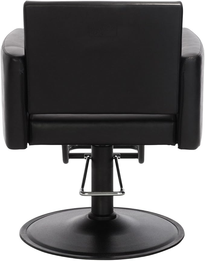 Buy-Rite Onyx Modern Black Hair Stylist Chair for Professional Salons, Open Back, Inclined Seat, Rounded Arms, Premium Vinyl Upholstery, Durable Steel Frame & Footrest, NIN-6610