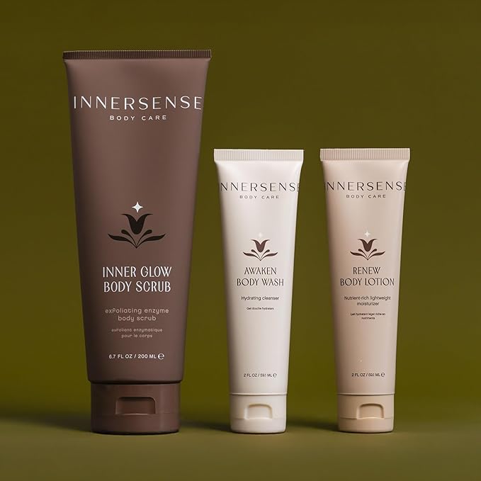 INNERSENSE - Radiant Skin Ceremony | Body Scrub (6.7 oz) + Wash + Lotion (2 oz each) | Hydrate, Firm, Refresh | For Women & Men, Non-Toxic, Cruelty-Free, Clean Bodycare