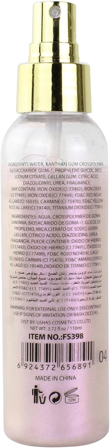 Glitter Spray for Hair and Body, Glitter Body Spray, Glitter Spray for Clothes, Quick-Drying Waterproofing Body Shimmer Suitable for Festival Rave 3.72fl Oz (Pink, 3.72 fl oz)