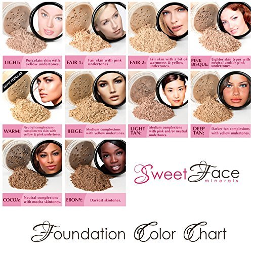 STARTER SET (WARM Neutral Shade-Most Popular) Mineral Makeup Kit Bare Skin Sheer Powder Matte Foundation Blush Bronzer Illuminating Veil
