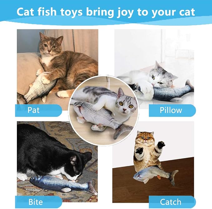 Tocirelo Cat Toys Flopping Fish with Catnip, Moving Interactive Cat Toy