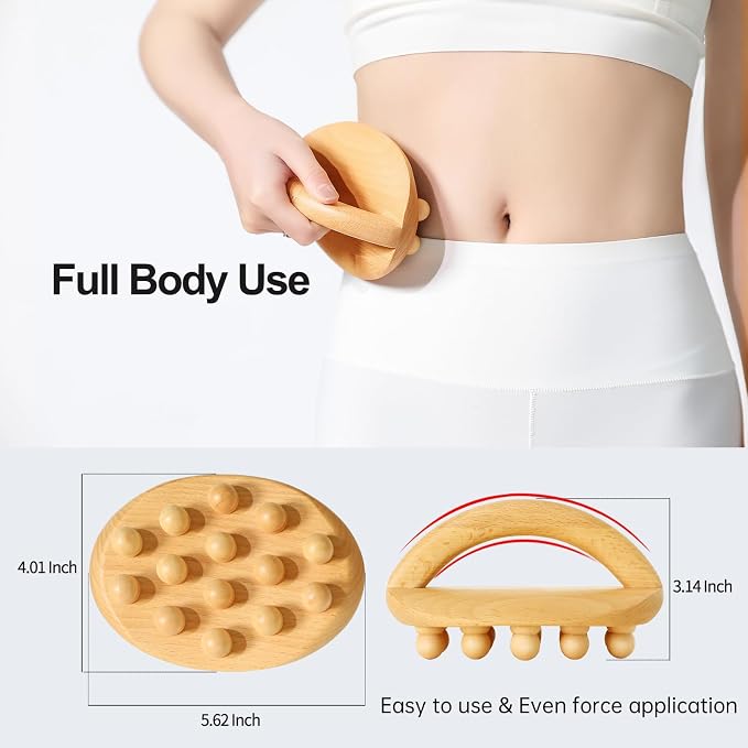 Wood Therapy Massage Tools, Cellulite Massage Tool Wooden Massage Body Brush, Itchy Skin Relief, Body Shaping,Professional Maderoterapia Kit Meridian Pressure Brush, Lymphatic Drainage Massager