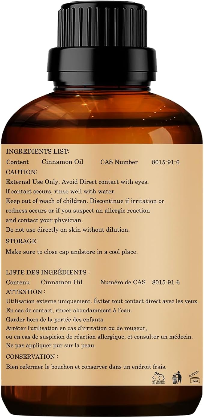 Cinnamon Essential Oils 120ML, 100% Pure and Natural Essential Oil for Aromatherapy Diffuser - 4 Fl Oz/Cinnamon