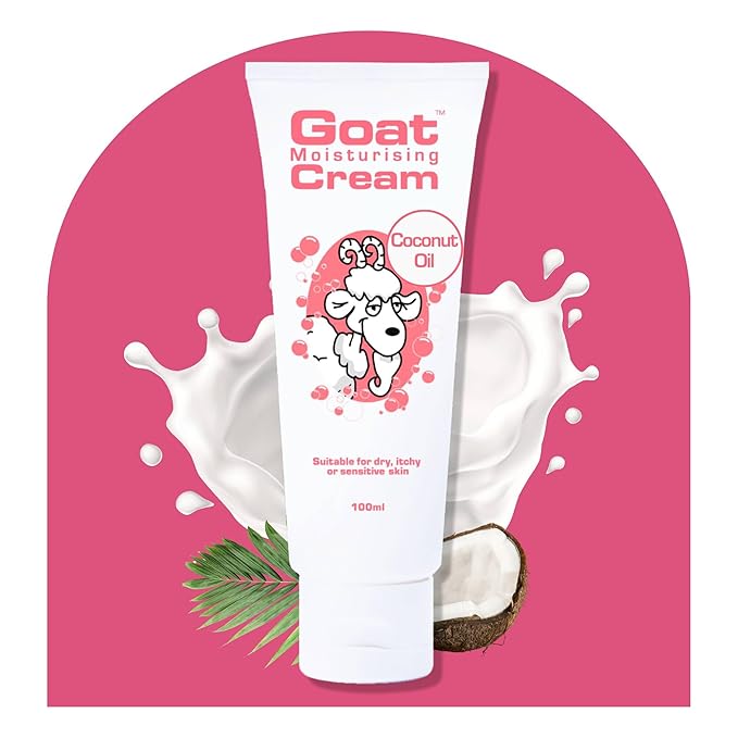 Goat Milk Cream with Coconut Oil, 100ml – Moisturizing Hand & Body Cream with Aloe Vera, Shea Butter, Vitamin E – For Soft, Smooth, Hydrated Skin