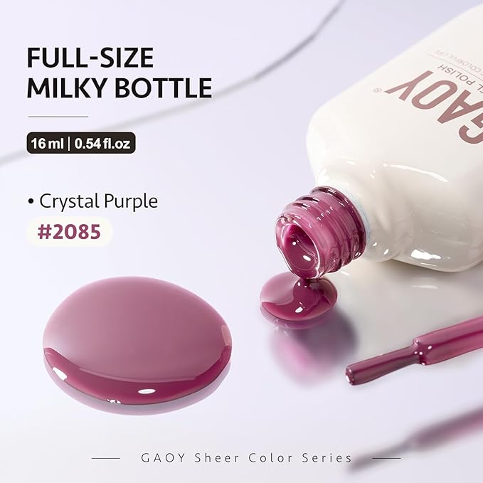 GAOY Jelly Purple Gel Nail Polish, 16ml Sheer Natural Translucent Soak Off Gel Polish, UV Light Cure for Nail Art DIY, 2085 Crystal Purple