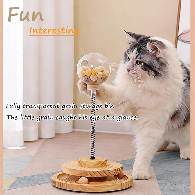 Cat Toy, Interactive Food Dispenser Ball with Steel Spring