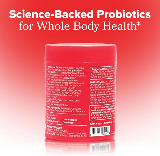 O Positiv URO Women’s Probiotic – All-in-one Probiotic for Women - Vaginal, Gut, Skin, and Oral Microbiome Health – 20B+ CFUs, Licorice Root, Dandelion – Non-GMO, Vegan, Gluten-Free – 30 Capsules