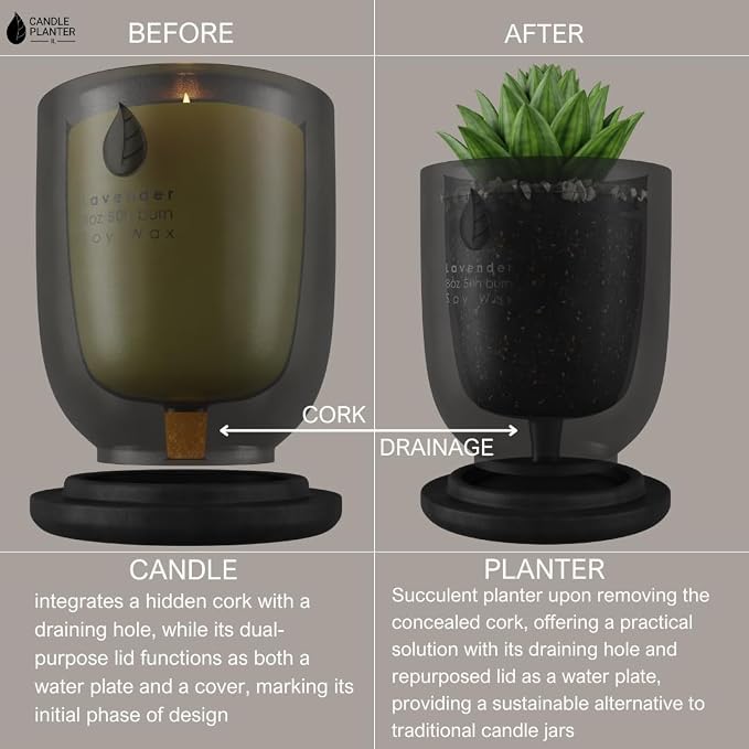 Matani Concrete Cement Candle Planter - Aromatherapy Soy, Dual Purpose Jar (White Vanilla)