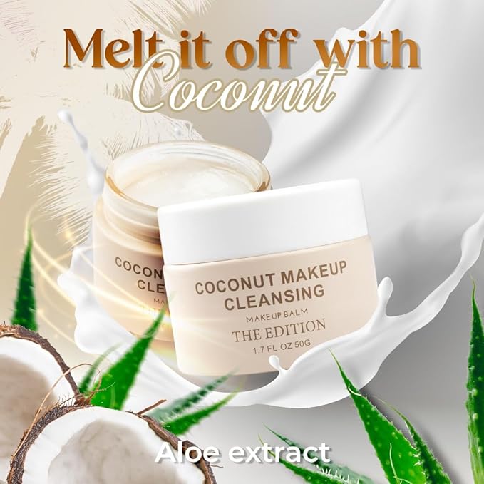 The Edition - Makeup Remover Balm Coconut β Hydrating Makeup Remover & Nourishing Face Cleanser, Melting Balm for Waterproof Makeup, Gentle Eye Makeup Cleansing, 50g