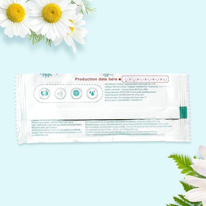 Travel Feminine Hygiene Wipes,50 Pack Feminine Wipes Individually Wrapped,pH-Balanced,Chamomile Extract,Portable,Larger Hygiene Wipes For Women To Give Friends Homeless People