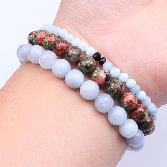 UEUC Tree of Life Yoga Healing Stone Bracelets,Multilayer Lotus Chakra Stone Reiki Bracelet Sets,Anxiety Crystal Natural Stone,for Women Stress Relief