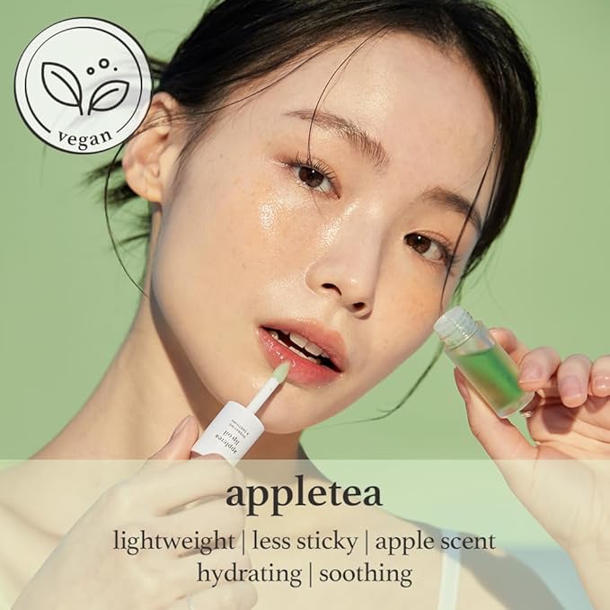 NOONI Korean Lip Oil - Appletea | Long-Lasting, Moisturizing, Plumping, Revitalizing for Dry Lips, Waterproof, No Peel Off, Hydrating, Nourishing Crystal Clear, Stocking Stuffers, 0.12 FL Oz