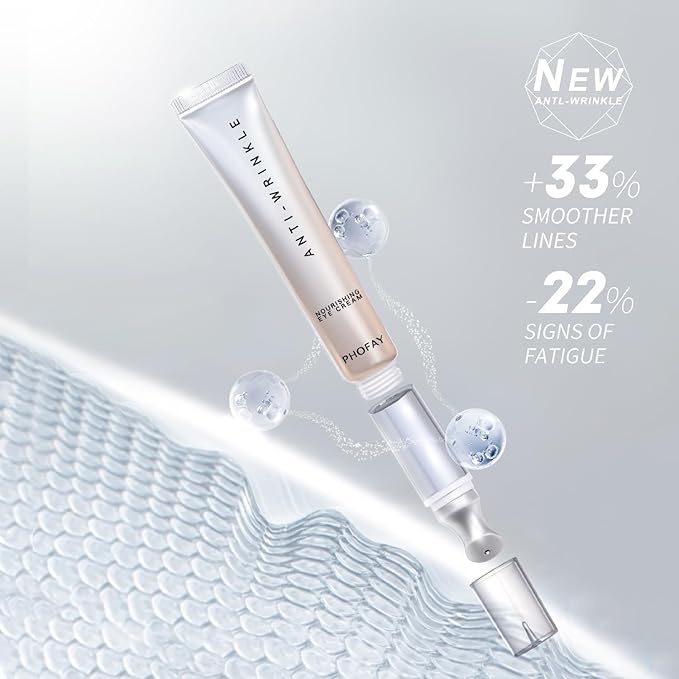 PHOFAY Anti-Wrinkle Moisturizing Eye Cream 14ml / 0.5 fl oz – Smart Sensor Electric Massager, Lightweight & Fragrance-Free Formula, Quick Absorption, Suitable for Sensitive Skin (S001+S002)