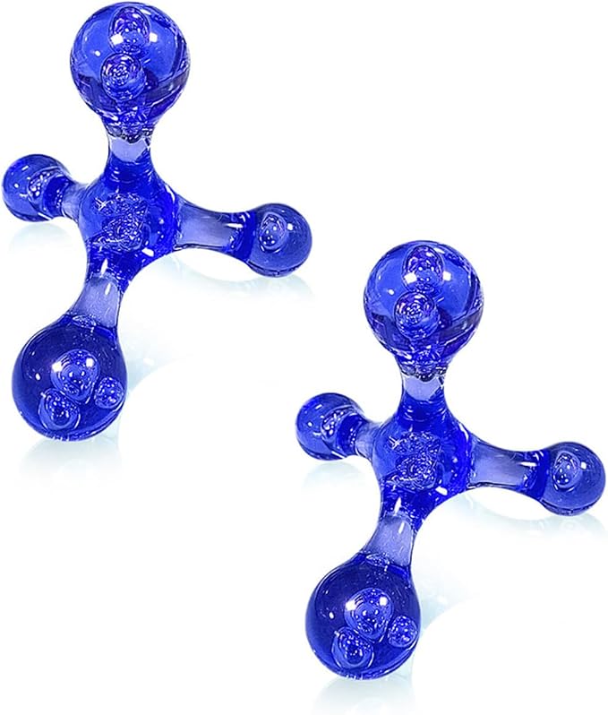 Manual Trigger Point Massage Tool, 2 Pcs 4 Knob Massager Deep Tissue Manual Massager Pressure Point Palm Massage Tool Handheld Back Massagers for Muscle Pain Stress Relief (Blue)