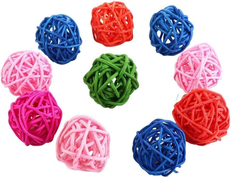10 Pcs Colorful Parrot Rattan Ball Toy, Parrot Toy Ball Bird Training Toy Interactive Bird Ball Toy Rattan Parrot Toy Bird Supplies