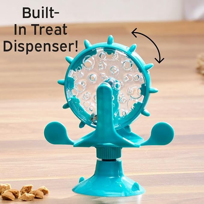 Lakeside Cat Spinning Windmill Treat Dispenser with Suction Cup