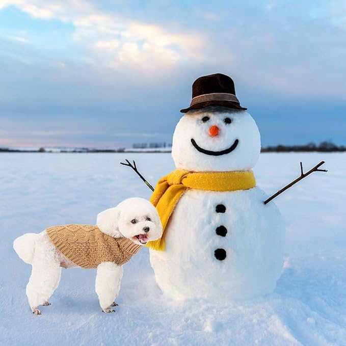 Mihachi Turtleneck Dog Sweater - Winter Coat Apparel Classic Cable Knit Clothes with Leash Hole for Cold Weather, Ideal Gift for Pet in New Year
