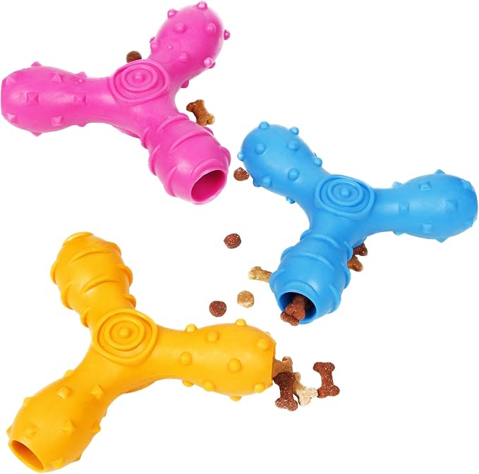 Pet Life ® 'Tri-Chew' Triple-Bone Treat Stuffing and Dispensing Interactive Durable TPR Fetch and Chew Dog Toy