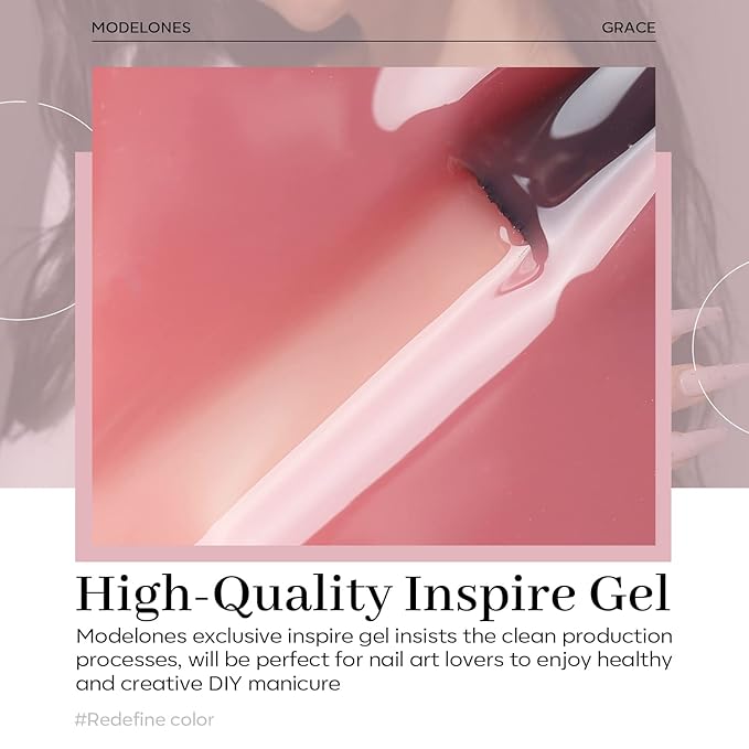 modelones Pink Gel Nail Polish Jelly Nude Pink Gel Polish French Tip Base Colors Translucent Soak Off U V Soap Nails for Nail Art Manicure at Home 15ML